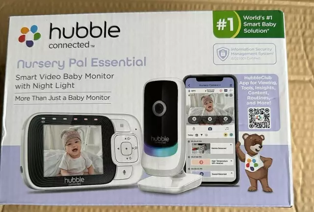 Monitor de bebé Hubble Nursery Pal Essentials 2,8 pulgadas WIFI video blanco TOTALMENTE NUEVO