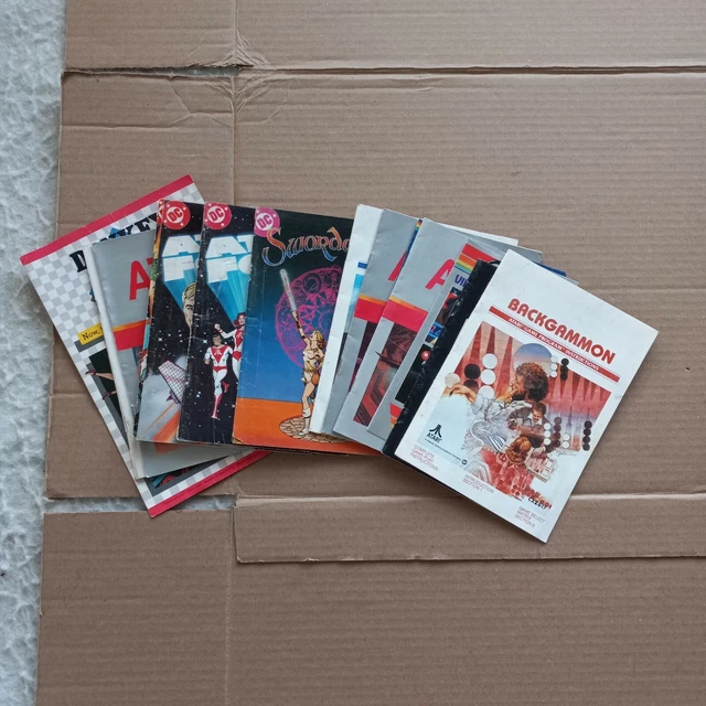 LOT of 11 VINTAGE Video Game BROCHURES + 4 DC Atari Force Comics / Swordquest