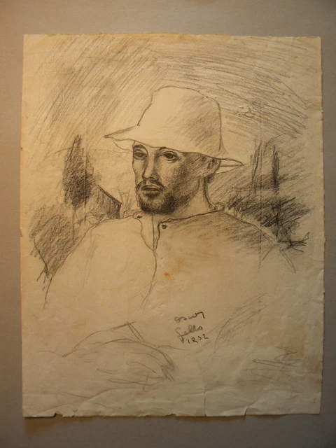 OSCAR GALLO 1932 autoritratto carboncino su carta Arte Moderna FUTURISMO