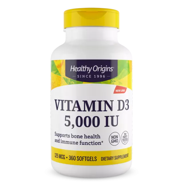 Healthy Origins Vitamin D3 5.000 IE 360 Softgels | Immungesundheit Vitamin Vit D