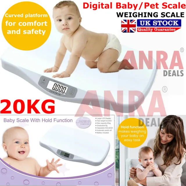 Escala digital de 20 kg para bebé básculas de pesaje infantil cuerpo niño pequeño mascotas cachorros gatitos