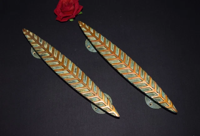 Long Leaf Shape Door Handles Vintage Color Brass Garden Leaves Door Puller HK441
