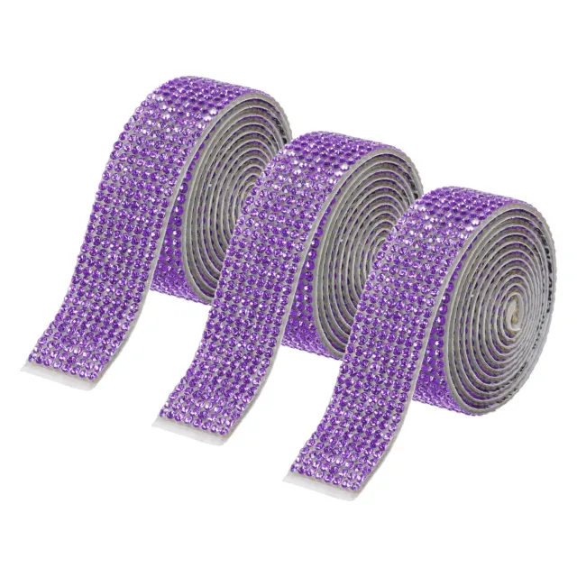 3Rolle 3 Yards 18mm Selbstklebend Kristall Strass Diamant Farbband Violett