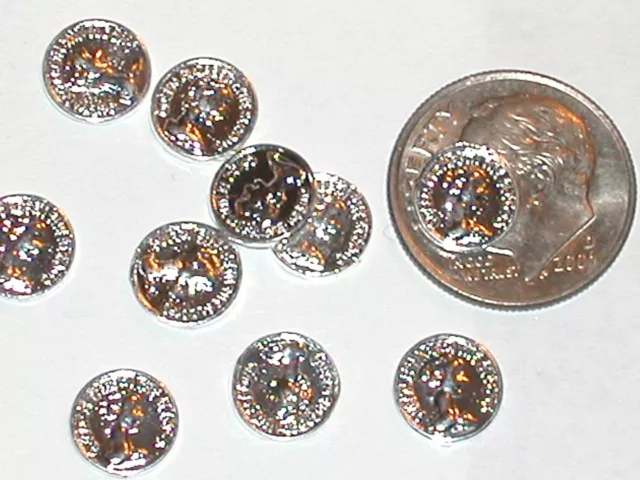 5pc Miniatura Casa Delle Bambole Piccolo Argento Soldi Coins Ciondoli Piatto 8mm