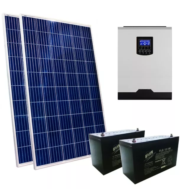 Kit fotovoltaico híbrido 500Wp con inversor híbrido 2400W UPS