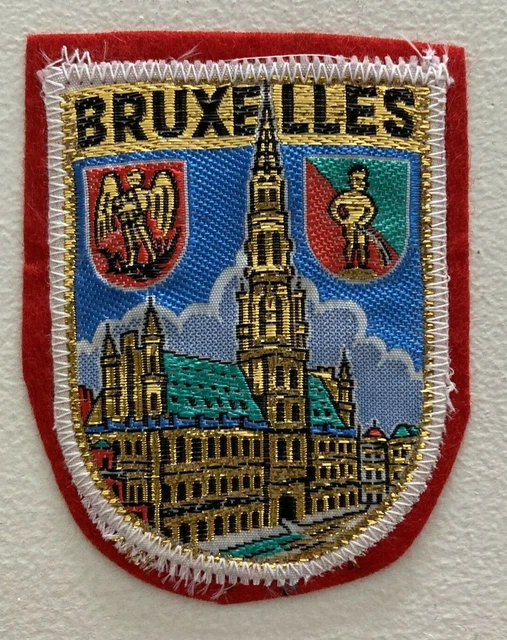 VINTAGE SOUVENIR BADGE Jacket Patch Bruxelles Brussels 1970s Sew On