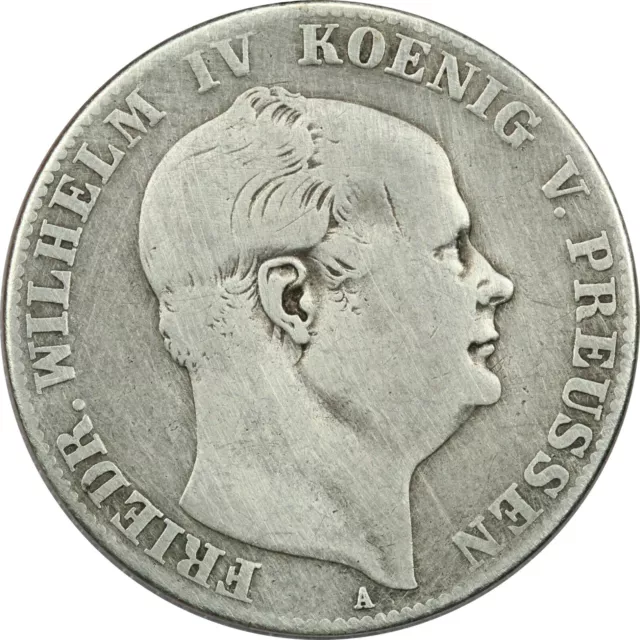 1859 A German States Prussia Thaler Silver, Very Good VG Cleaned, KM# 471