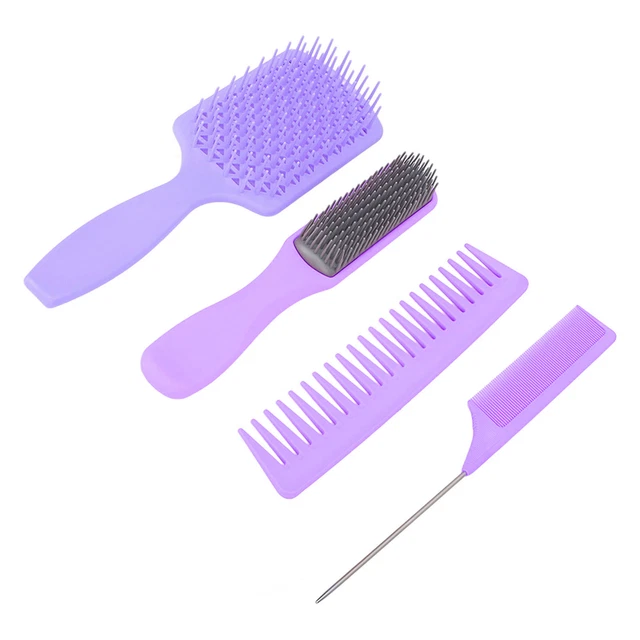 4pcs Hair Brush Comb Set Styling Paddle Hair Brush Nine Rows Brush Tail Comb Wid