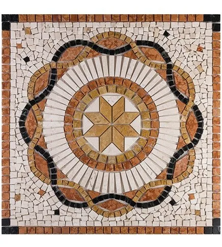 Rosone Rosoni Mosaico in marmo, per interno ed esterni, Aurora rosso, cm.66x66