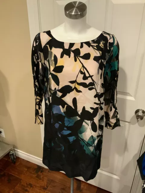 Maeve Anthropologie Floral Print Open 3/4 Sleeve Shift Dress, Size XS