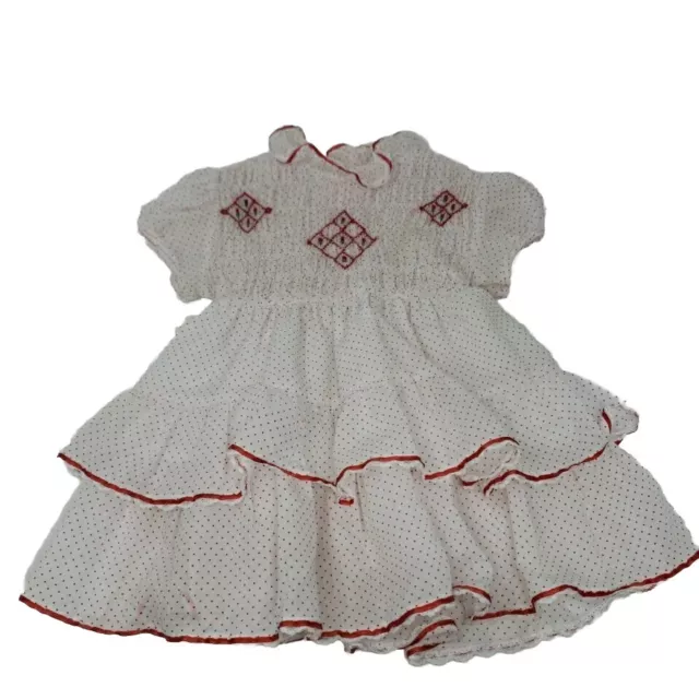 Red Polka Dot White Full Circle Skirt Dress Size 6-9 Months Baby Lace Ruffles