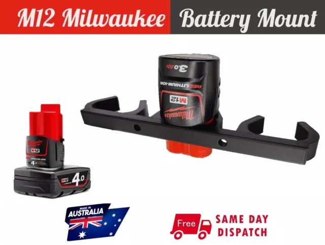 Milwaukee M12 Battery holder mount Holds 3 bracket 12V wall mount brackets