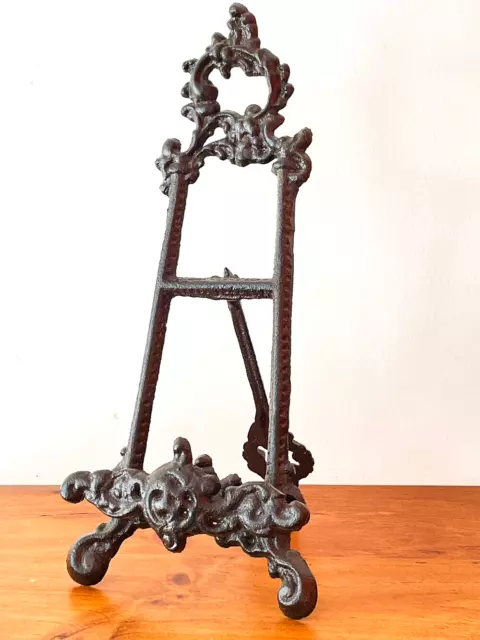Small Cast Iron Photo Frame Stand Recipe Book Holder Table Top Rustic Brown