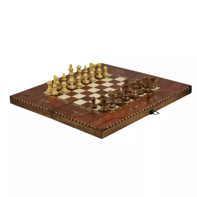 Helena Rural Rosewood Chess & Backgammon Set With Ebonised French Staunton Chess