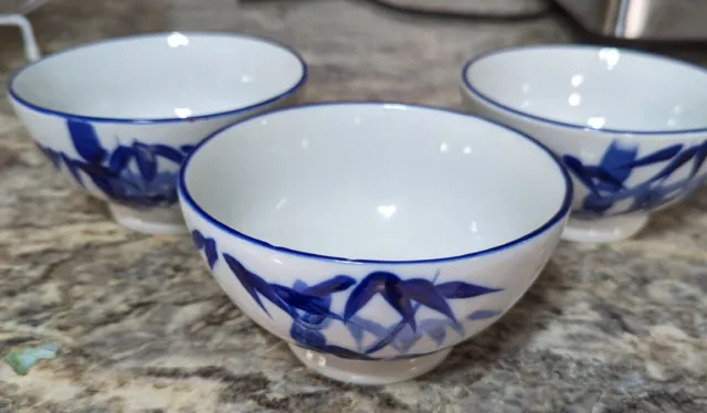 chinese rice bowls Set Of 3 Bamboo Design