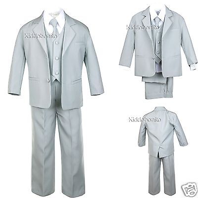 New Boy Baby Toddler Kid Teen Formal Wedding Party Light Gray Tuxedo Suit S-20