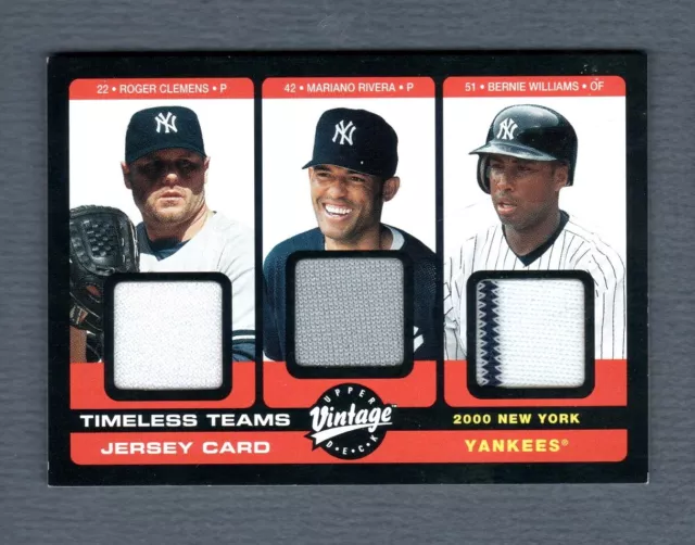 Clemens - Rivera - Williams 2002 Upper Deck Triple Gu Jersey Card -Yankees Nyy00