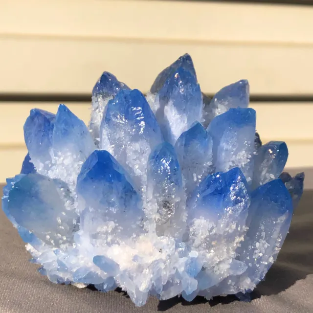 519g  New Find blue Phantom Quartz Crystal Cluster Mineral Specimen Healing