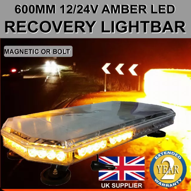 AMBER LED RECOVERY Light bar 600mm 12/24v Flashing Beacon Truck Light