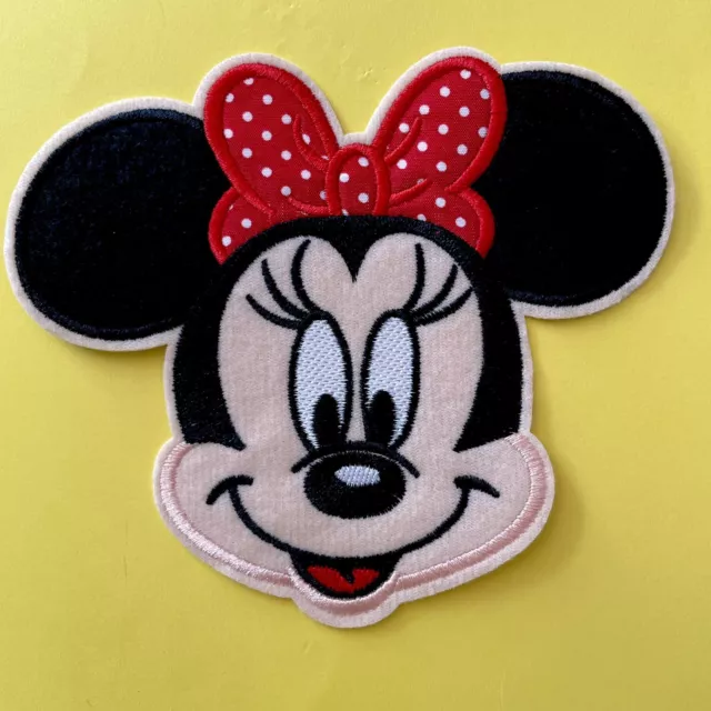 Minnie Mouse Cartoon Character Pink Bow Embroidered Iron On Patch
