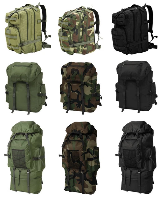 VidaXL Armee-Rucksack 50L – Reißfest & Witterungsbeständig, Mit Brust- & Hüftgurt Für Outdoor & Trekking