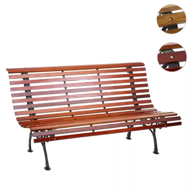 Gartenbank HWC-F97, Sitzbank Parkbank Holz-Bank, 3-Sitzer Gusseisen 160cm 26kg