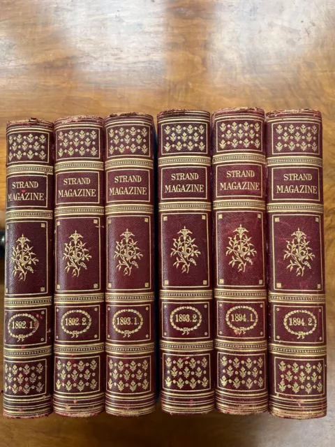 The STRAND magazine six hardback volumes 1892-4, some featuring Sherlock Holmes.