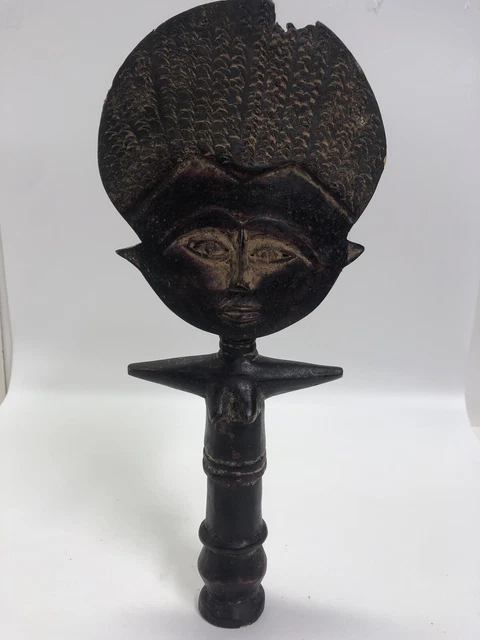 Vintage African Hand Carved Woman Statue.  Possibly Ghanaian.