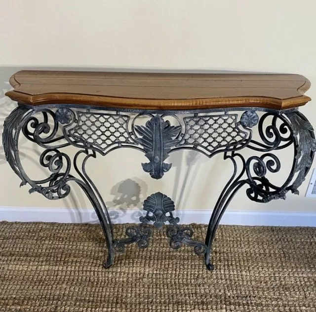 *Rare!!*Ethan Allen Country French Legacy Forged Iron Console Table With Mirror! 2