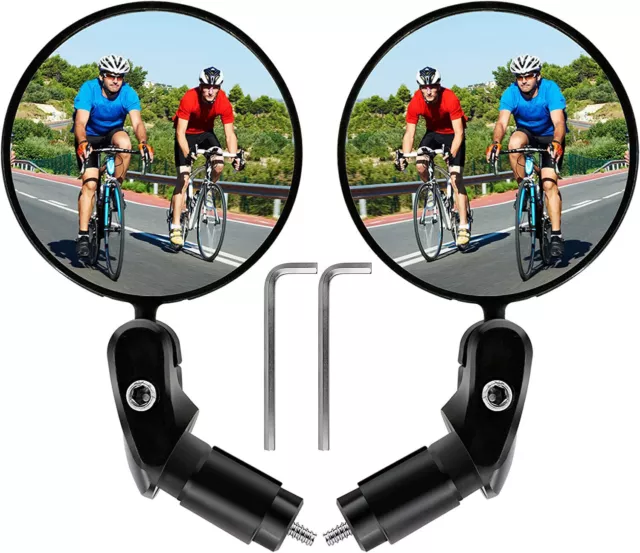 2x 360° Bike Bicycle Cycling Rear View Mirror Handlebar Safety Flexible Rearview