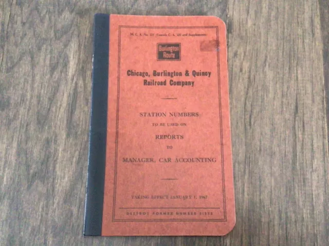Jan 1967 Chicago Burlington & Quincy Railroad Company Station Numbers Book
