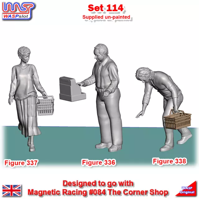 Trackside Unpainted Figure Scenery Display Set 114 Shopping Fig x 3 1:32 Wasp