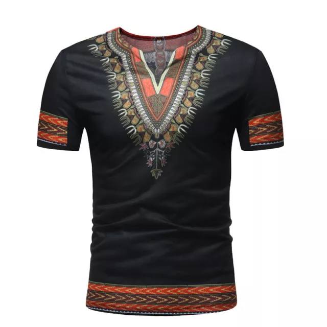 African Tribal Shirt Men Dashiki Succinct Long-Sleeve Casual Shirts Hippie Tops