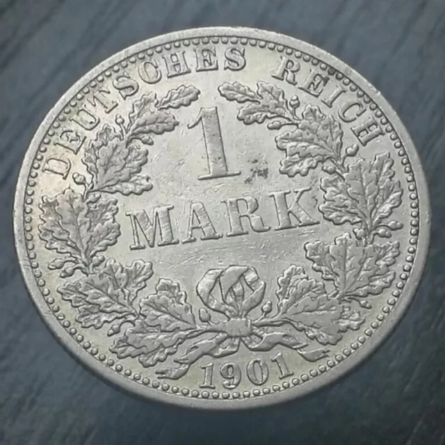 1 Eine Mark Deutsches Reich REICHSADLER  1901 F  SILBERMÜNZE VZ+ STEMPELGLANZ!!