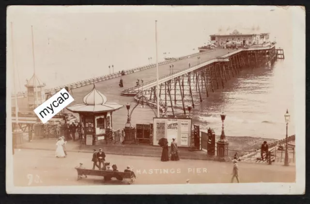 Postcard Hastings Sussex the Pier posted 1910 RP by Broderick