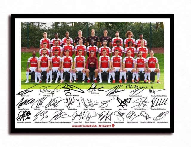 Arsenal Signed Print Photo Poster Squad 2018 2019 Team Ozil Aubameyang New