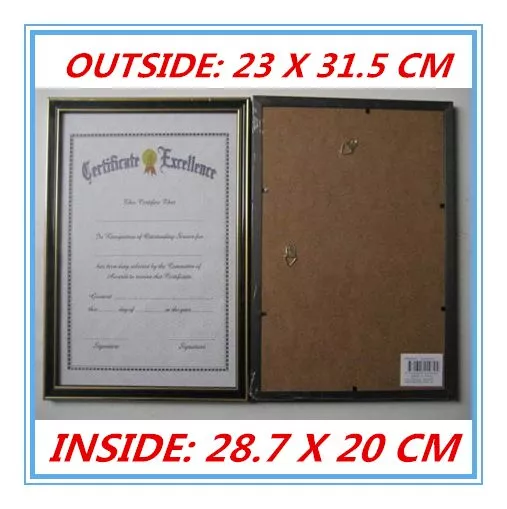 TWIN PACK Black with Gold Trim A4 Size Document Certificate Photo Picture Frame