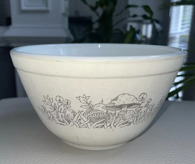 Sweet Vintage Pyrex Milk Glass Forest Fancies Mushroom Mixing Bowl-