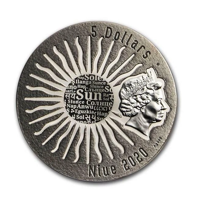 2020 Niue 2 oz Silver Antique Sun Gods Tonatiuh 2