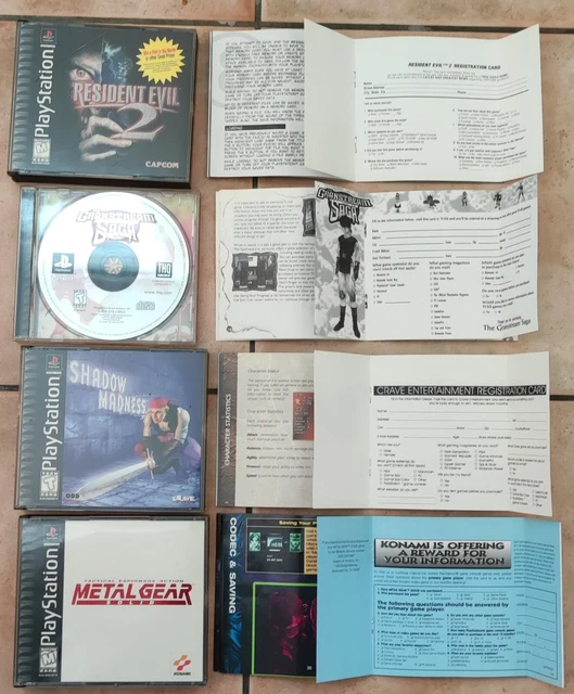 Lot de 5 jeux Ps one Us. Resident Evil,Star Ocean...Avec Registration Cards 2