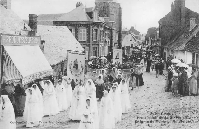 Cpa 80 Le Crotoy Procession St Stone Children Of Marie And Sailors