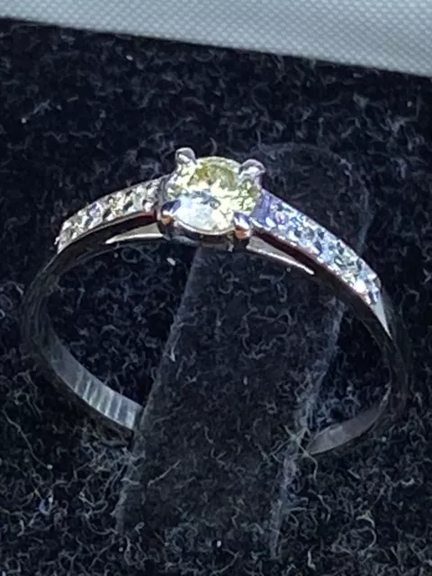Diamant Ring 0.50 ct Brillant in Gelb & VS2 585 Weißgold, Solitär Damenring