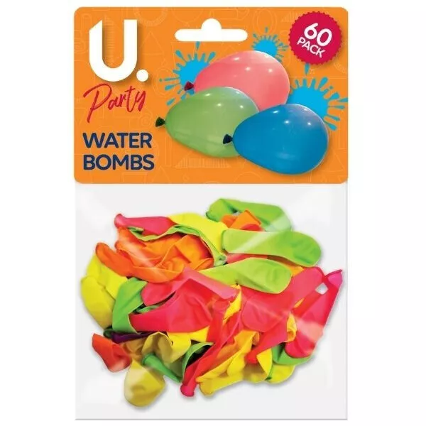 60Pk Water Balloons Bombs Outdoor Summer Kids Party Colourful Balloon UK