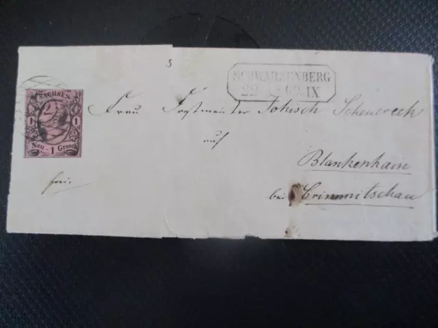 (X3224) Sachsen Faltbrief Gitterstempel SCHWARZENBERG - Blankenhain 1860