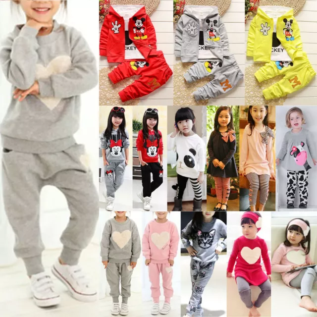 Kids Girls Baby Clothes Minnie Mouse Tracksuit Sweatshirt Top+Pants Outfits Sets