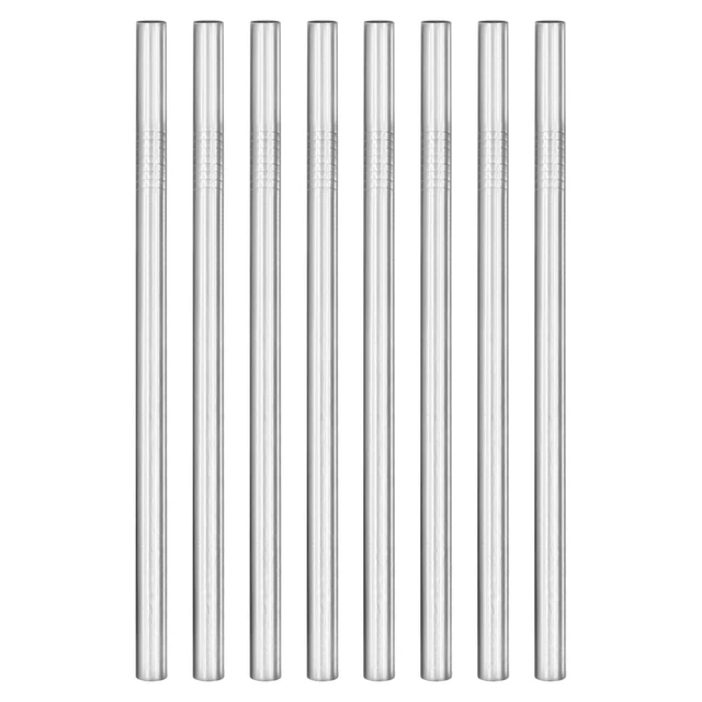 8Pcs 8.46" Long Stainless Steel Straight Straws for Travel Mugs(Silver)