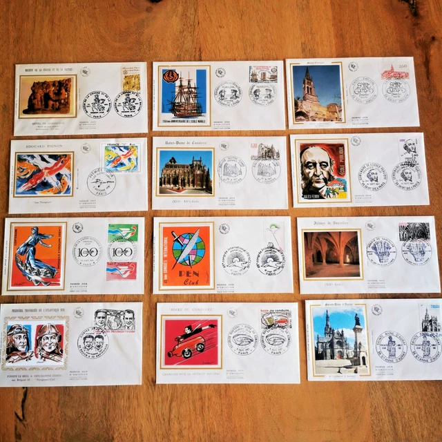 Lot De 8 Enveloppes FDC Soie France 1967 – Premier Jour – Timbre Poste