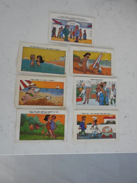 7 Quip Postcards Saucy Risque Naughty Unposted Vintage Condition