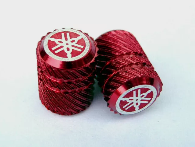 ORIGINAL Yamaha ALU Ventilkappen-ROT-gedreht-Tyre Valve Caps-RED-Reifen-GENUINE