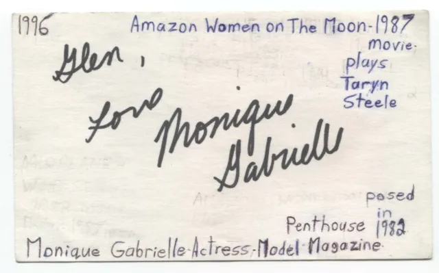 Monique Gabrielle Signed 3x5 Index Card Autographed Signature Actress